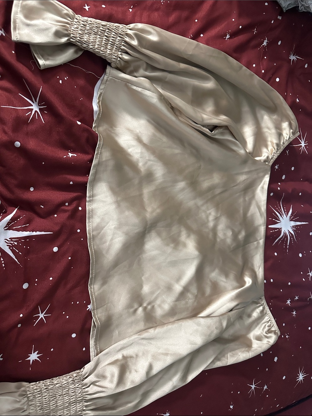 Silky Beige Satin Sleepwear Top - Unbranded